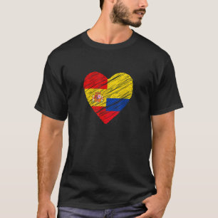 Colombia Spanje Hart Spaanse vlag Colombiaanse vla T-shirt