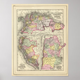 Colombia, Venezuela, Guyana Poster