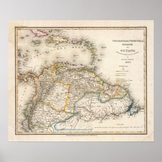 Colombia, Venezuela, Zuid-Amerika Poster (Voorkant)