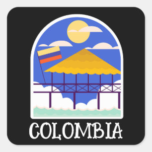Colombia Vintage Travel Vierkante Sticker