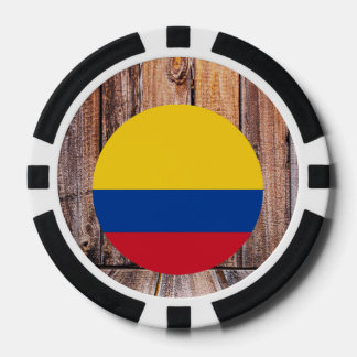 Colombia vlag cirkel op houten achtergrond pokerchips