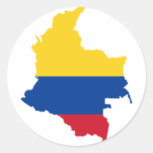Colombia Vlaggenkaart CO Ronde Sticker