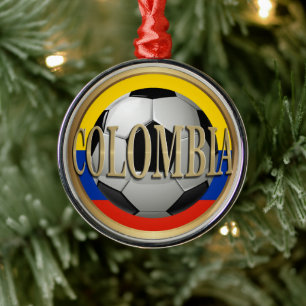 Colombia Voetbal Kerst Metalen Ornament
