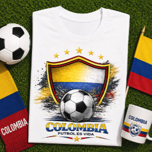 Colombia Voetbalfan Colombiaanse Voetbal Wereldbek T-shirt
