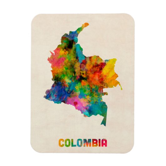 Colombia Waterverf Map Magneet (Verticaal)