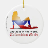 Colombiaans meisje Silhouette vlag Keramisch Ornament (Achterkant)