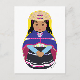 Colombiaans, Misak of Guambiana Matryoshka Briefka Briefkaart