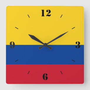 Colombiaans nationaal vlagpatriottisch vierkante klok