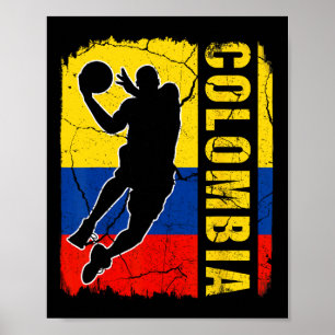 Colombiaanse Bysketbyll Speler Colombia Vlag Byske Poster