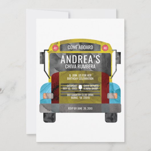 Colombiaanse Chiva Rumbera Pachangera Feestbus Kaart (Voorkant)