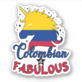 Colombiaanse en Fabulous Unicorn Colombiaanse vlag Sticker (Voorkant)