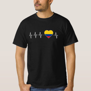 Colombiaanse hartslag Ik hou van Colombiaanse vlag T-shirt