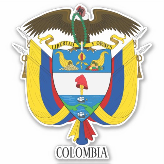 Colombiaanse nationale wapenschild patriottisch sticker (Voorkant)