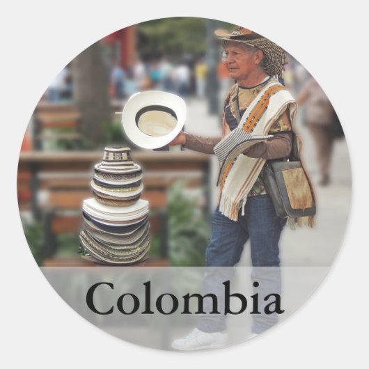 Colombiaanse Pet verkoper  tekst Ronde Sticker (Voorkant)