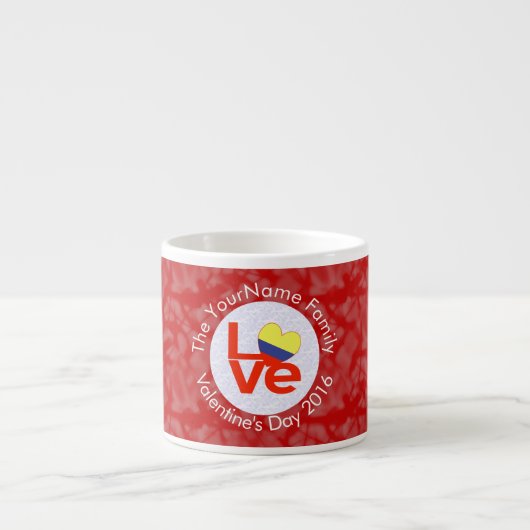 Colombiaanse rode liefde vlag gepersonaliseerd espresso kop (Voorkant)