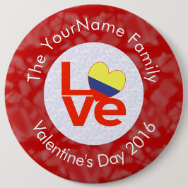Colombiaanse rode liefde vlag gepersonaliseerd ronde button 6,0 cm
