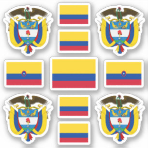Colombiaanse staatssymbolen / wapenschild en vlag sticker