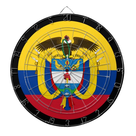 Colombiaanse vlag, dartboard en darts/gameboard dartbord (Voorkant)