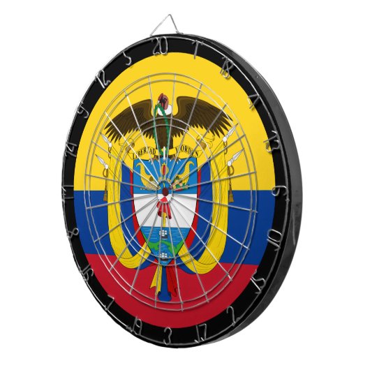 Colombiaanse vlag, dartboard en darts/gameboard dartbord (Voorkant Rechts)