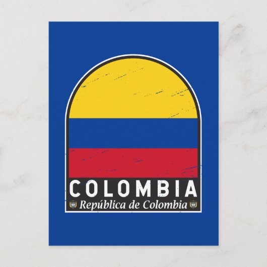 Colombiaanse vlag embleem van distressed  briefkaart (Voorkant)