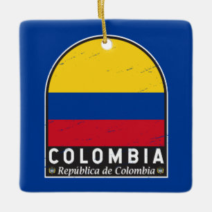 Colombiaanse vlag embleem van distressed keramisch ornament