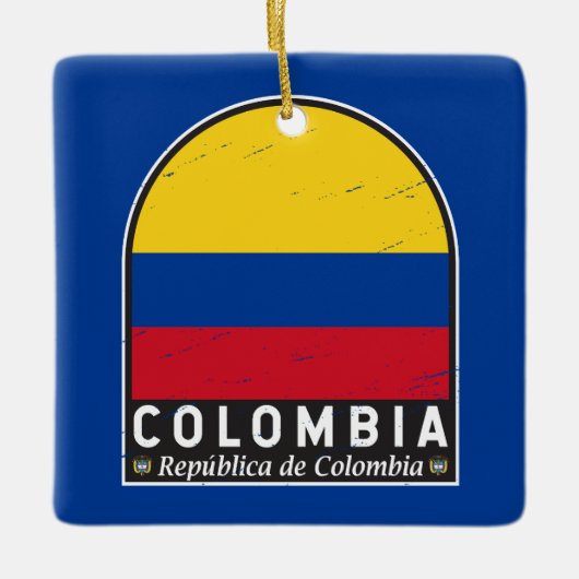 Colombiaanse vlag embleem van distressed  keramisch ornament (Voorkant)