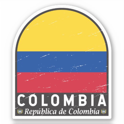 Colombiaanse vlag embleem van distressed sticker (Voorkant)