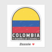 Colombiaanse vlag embleem van distressed sticker (Vel)