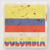 Colombiaanse vlag en Colombiaanse vlag Stenen Onderzetter (Voorkant)