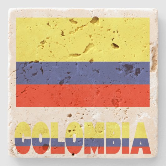 Colombiaanse vlag en Colombiaanse vlag Stenen Onderzetter (Voorkant)