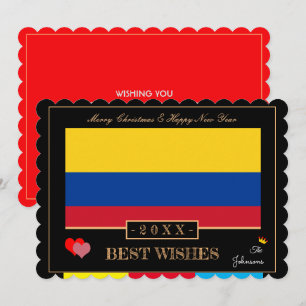 Colombiaanse vlag & Happy New Year/Best Wishes Art Feestdagenkaart
