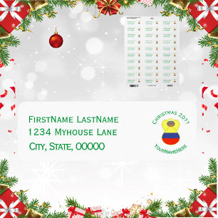 Colombiaanse vlag Kerstmis Abuela Angel Etiket