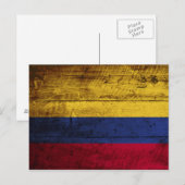 Colombiaanse vlag op oude houten korrel briefkaart (Voorkant / Achterkant)