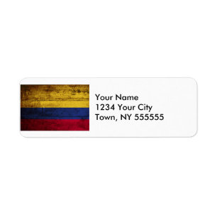 Colombiaanse vlag op oude houten korrel etiket