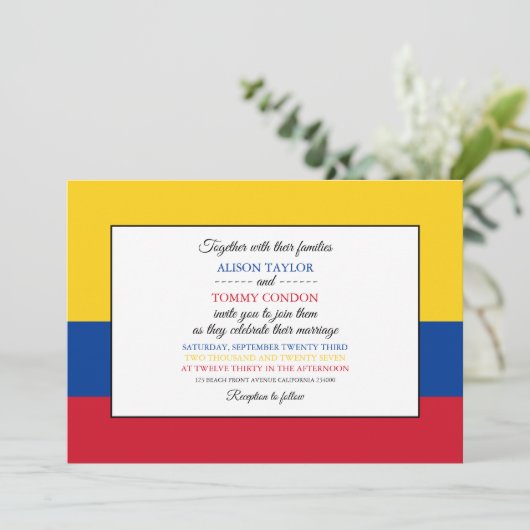 Colombiaanse vlag, vlag van Colombia Huwelijk Kaart (Staand voorkant)
