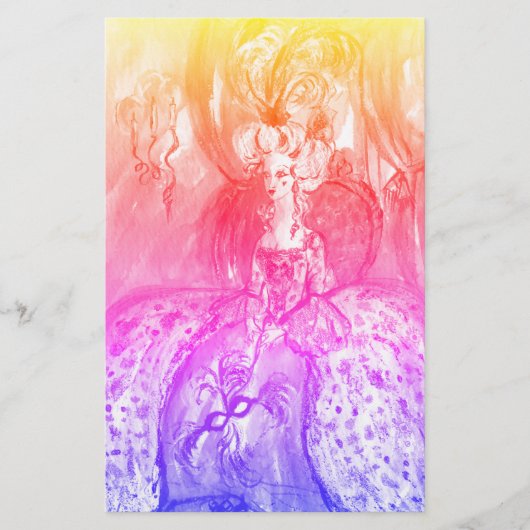 COLOMBINA/Venetian Masquerade maskers Roze Blauw Briefpapier (Voorkant)