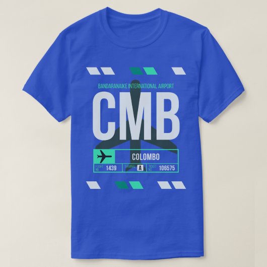 Colombo CMB luchthavencode Bagage Label T-shirt (Design voorkant)