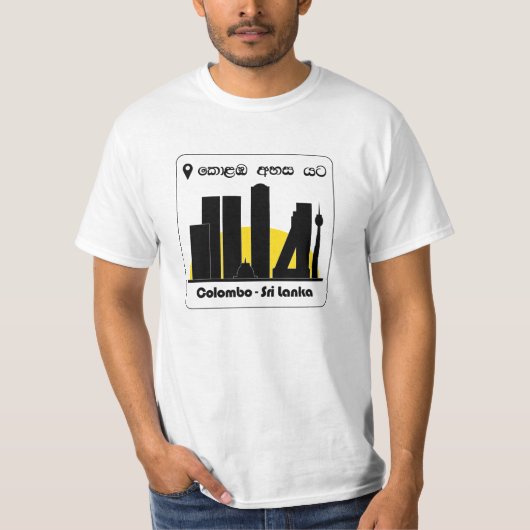 Colombo Sri Lanka skyline-afbeelding in Sinhala T-shirt (Voorkant)