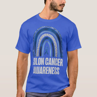 Colon Cancer Awareness Blue Ribbon and Rainbow Tre T-shirt