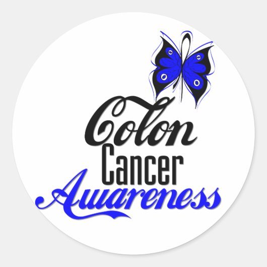 Colon Cancer Awareness Butterfly Ronde Sticker (Voorkant)