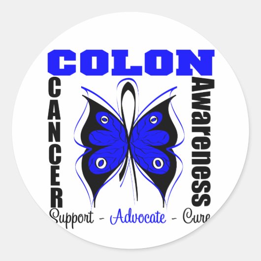 Colon Cancer Awareness Butterfly Ronde Sticker (Voorkant)