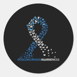 Colon Cancer Awareness Colonoscopy Blue Ribbon Ronde Sticker