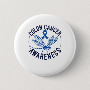 Colon Cancer Awareness Dragonfly Blue Ribbon Ronde Button 5,7 Cm