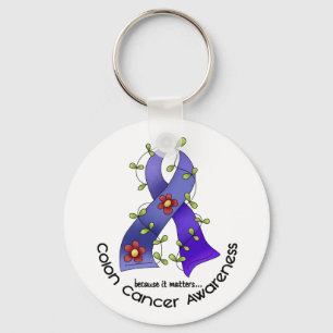 Colon Cancer Awareness FLOWER RIBBON 1 Sleutelhanger
