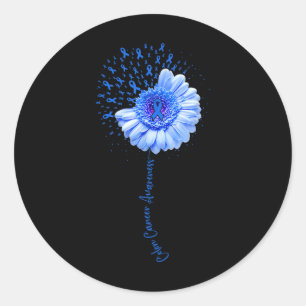 Colon Cancer Awareness Flower Survivor Fighter Ronde Sticker