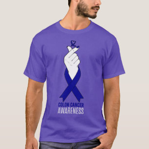 Colon Cancer Awareness Kpop Finger Heart Gift T-shirt