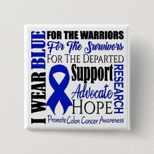 Colon Cancer Awareness Vierkante Button 5,1 Cm