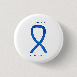 Colon Cancer Blue Awareness Ribbon Custom Art Pin Ronde Button 3,2 Cm