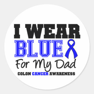 Colon Cancer Blue Ribbon voor mijn vader (porty) Ronde Sticker
