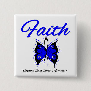 Colon Cancer Faith Butterfly Vierkante Button 5,1 Cm